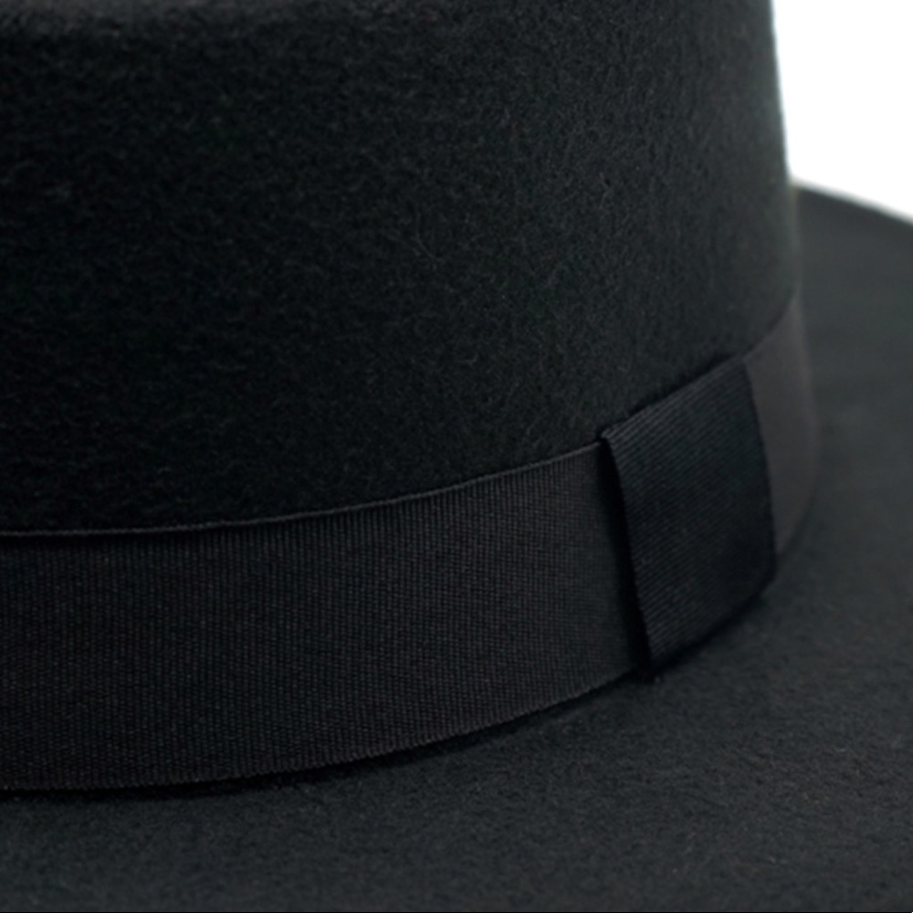 Black Flat Top Black Band Year Around Fashion - Picture 6 of 6